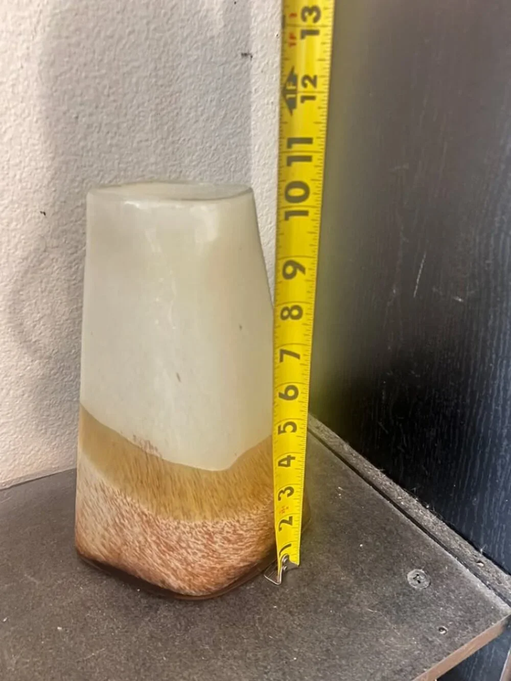 Vintage Ombre Glass vase with Frosted White, Tan and Brown Layers